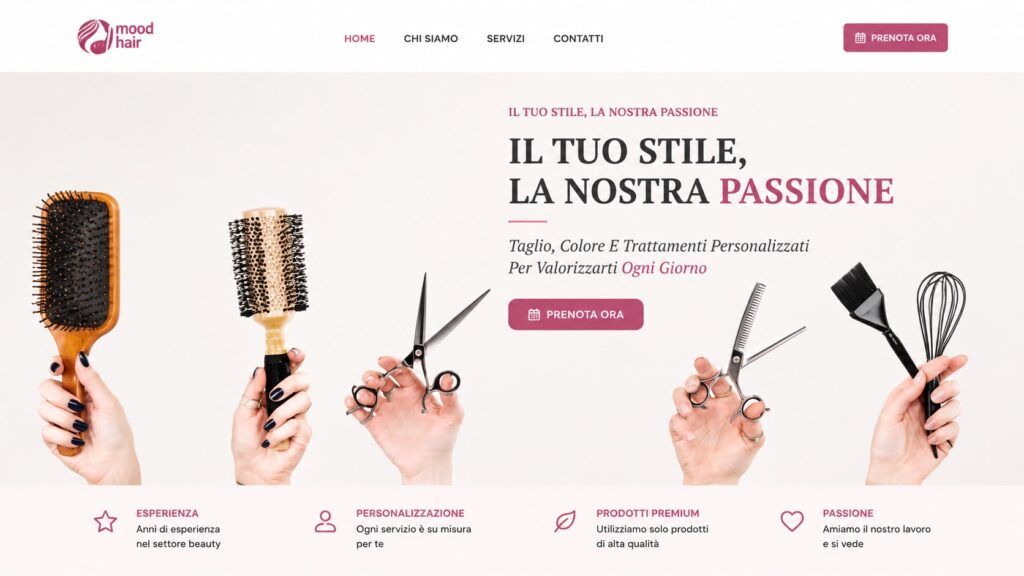 Anteprima del sito web MoodHair per salone di parrucchieri
