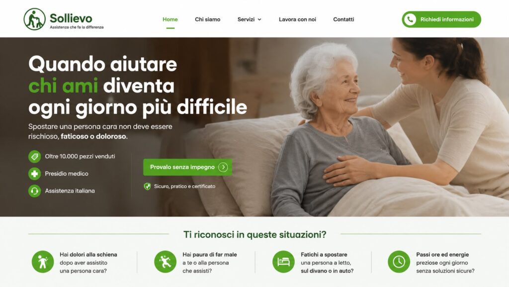 Anteprima del sito web Sollievo dedicato ai sollevatori per l'assistenza domiciliare